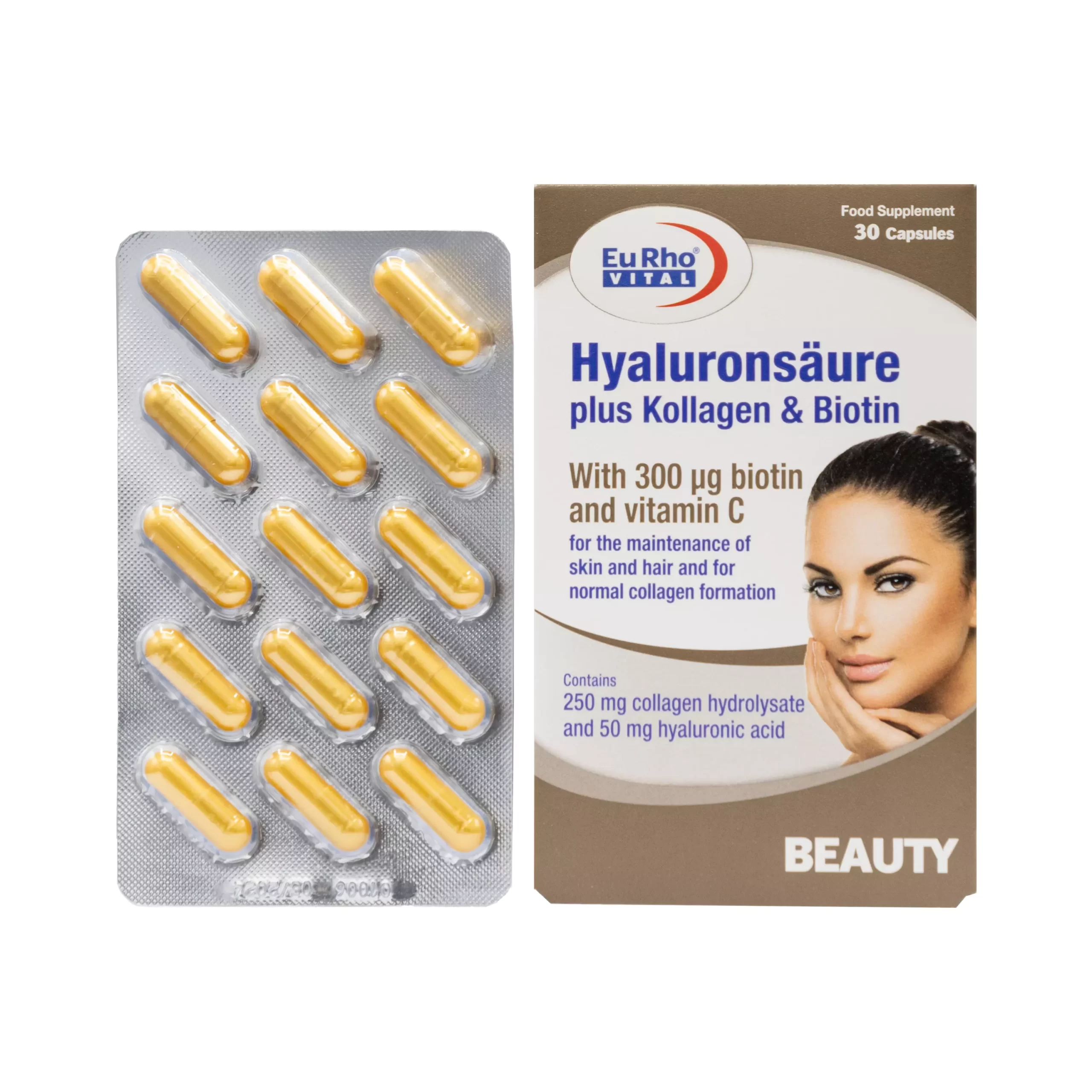 کپسول هیالورون سائور پلاس کلاژن و بیوتین یورو ویتال
